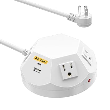 Power Strip Tower with USB Ports, Wireless Charging Tower with 4 AC Outlets and 4 USB Ports, Standing Power Strip for Multiple Outlets, 6.56 Extension Cord