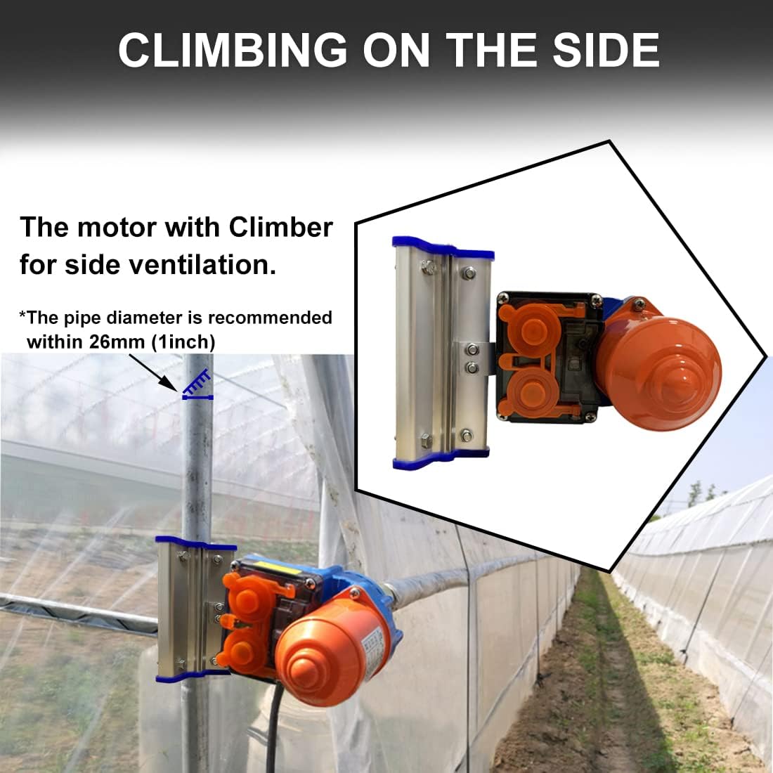 UYGALAXY Greenhouse Film Roll Up Motors with Limit Switch and Creeper (2 Packs) + Transformer Controller Joint Box (AC110V to DC24V) for Side Chicken Coop Greenhouse Ventilation , Automatic Venting