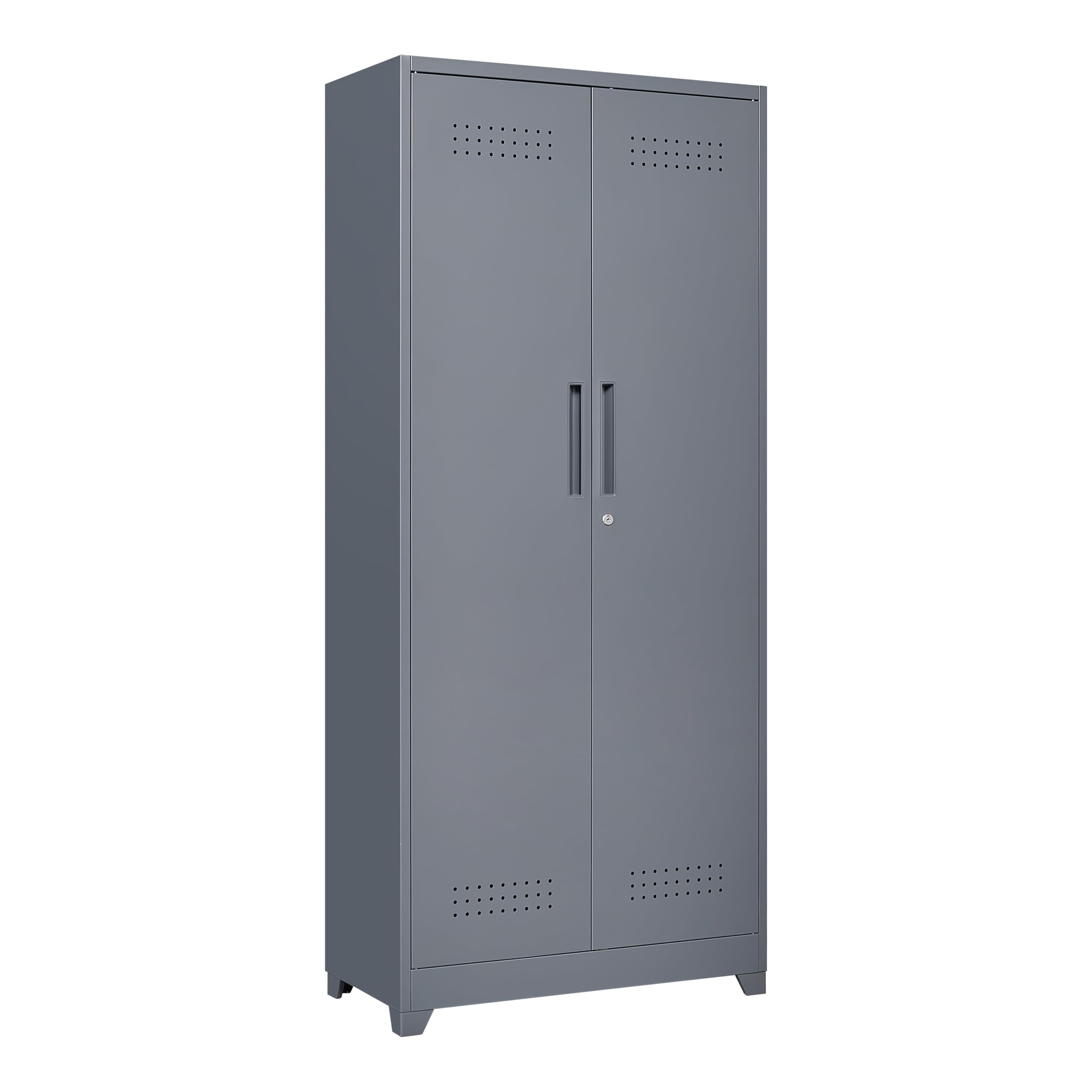 Metal Storage Cabinet,Storage Cabinet with Doors and Shelves,Tall Locking Tool Cabinet Hanging Rods and Shelves,72.8
