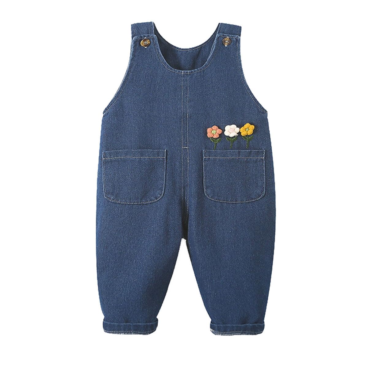 Salopette Jeans per Bebè 3-24 Mesi Tuta Denim Cotone Morbida con Reggimenti Regolabili Tinta Unita Fiore Salopette Denim Bambina Jeans Jumpsuit Abbigliamento Neonato 2-5 Anni