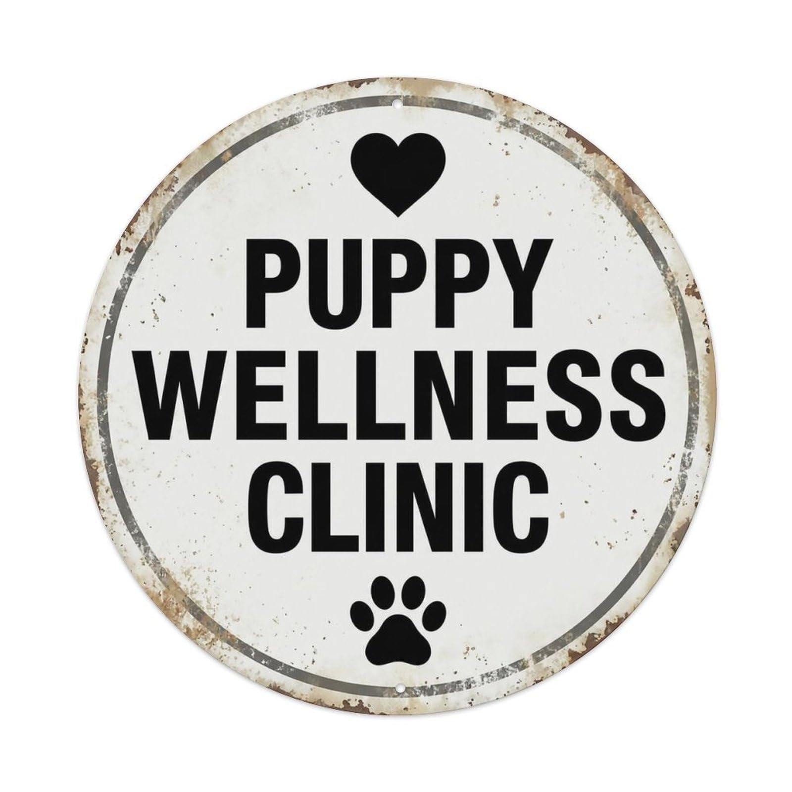 Vintage Puppy Wellness Clinic Center Metal Tin Sign