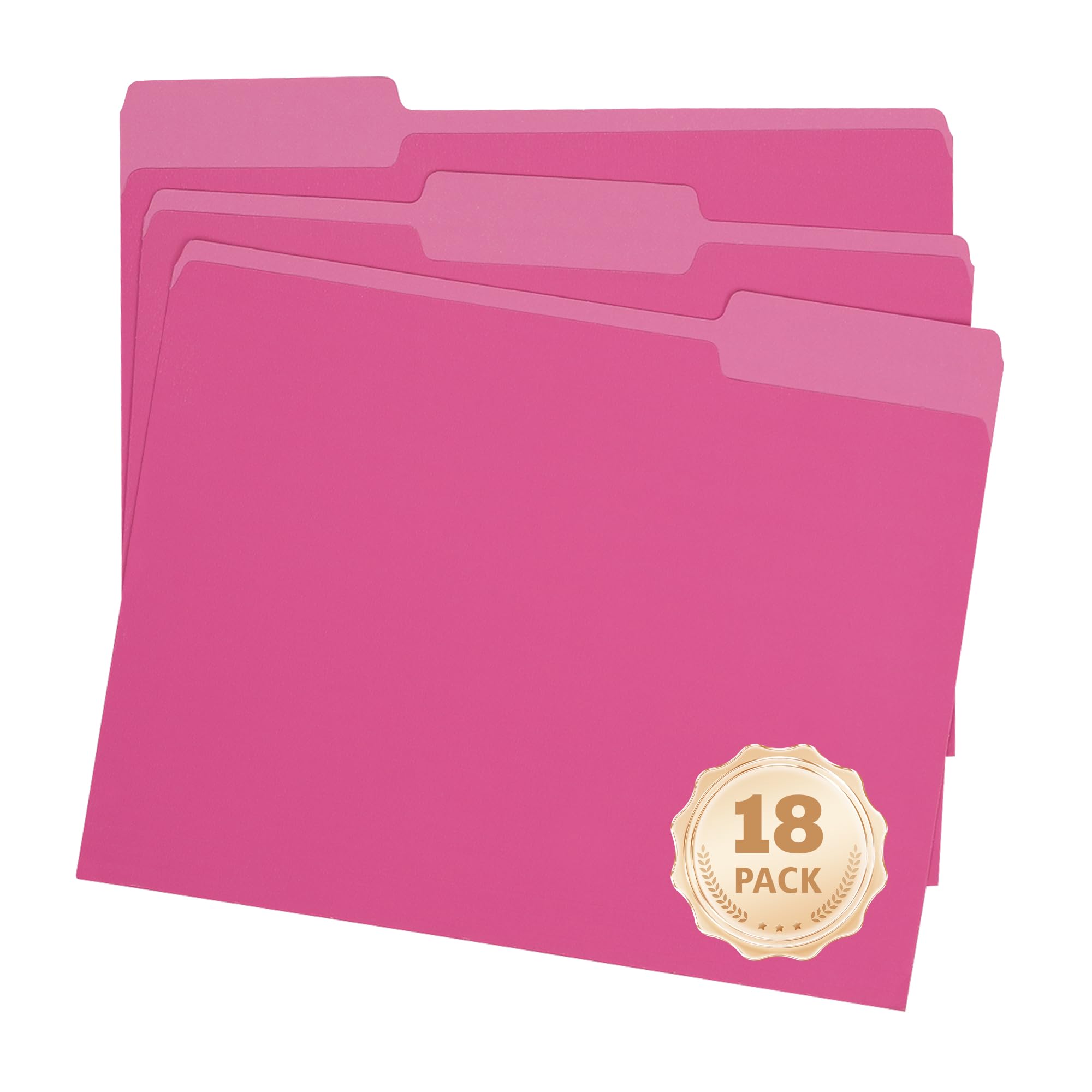 pmybupo Pink File Folders 8.5 x 11 Inch,1/3 Cut Tab File Folders Letter Size,School Business Office Folders for Document -18 Pack
