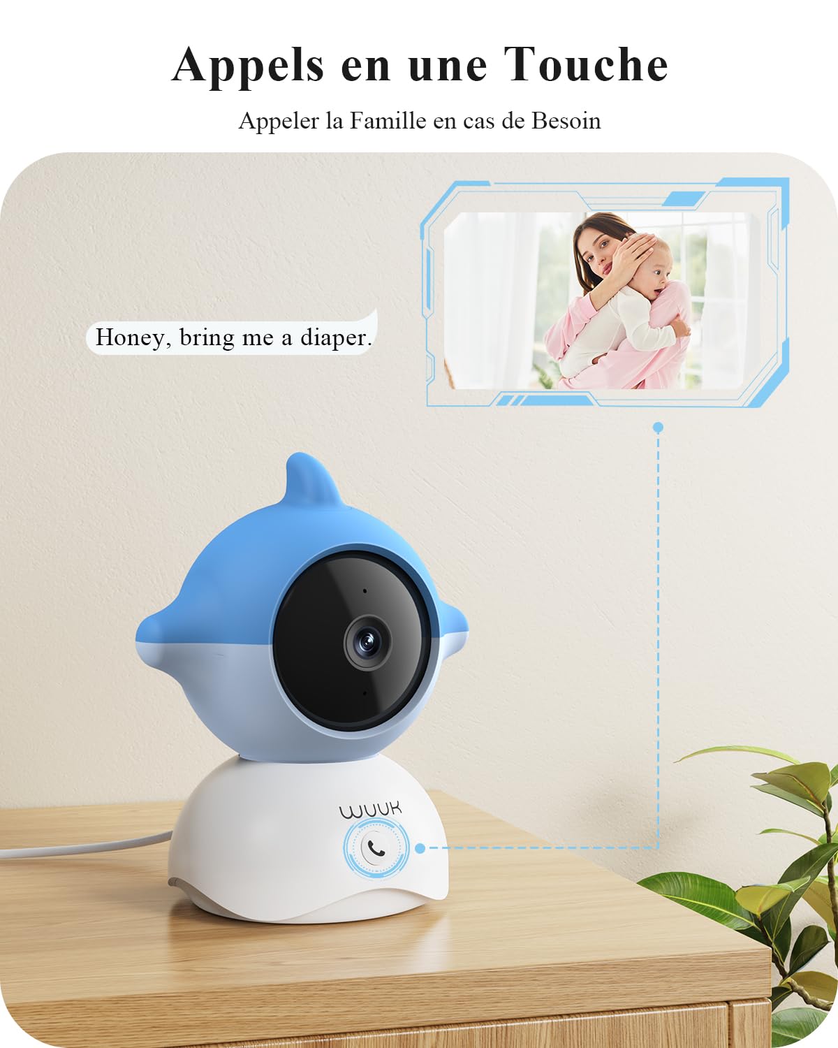 WUUK 2K 5.5" Babyphone Camera 2 Pack,Video Camera Bebe avec APP,360°PTZ Surveillance,Détection des,Appel en Une Touche,Mouvements/Température/Son,Berceuse à Bruit Blanc,Connexion Stable de 305m