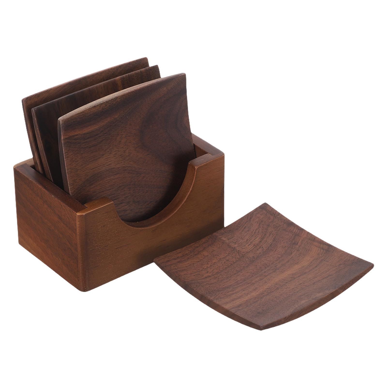 Zerodeko Lot de Dessous de Bois de Noyer avec Support Dessous Isolants pour Boissons Résistants Chaleur Set Décoratif pour Table à Manger et Salon Coussins Bois Robustes