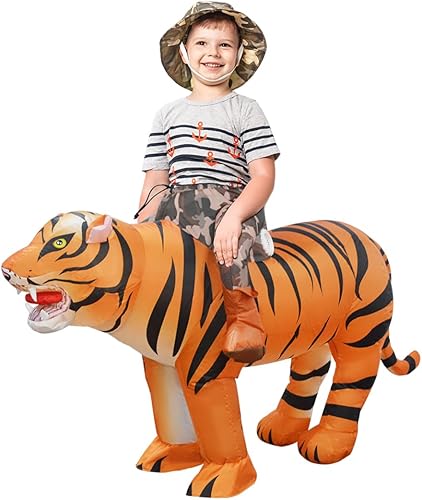 Miniatura 5 de GOOSH Disfraz inflable de tigre para niños, disfraces de Halloween para niños y niñas, divertido disfraz inflable para fiesta de Halloween, cosplay