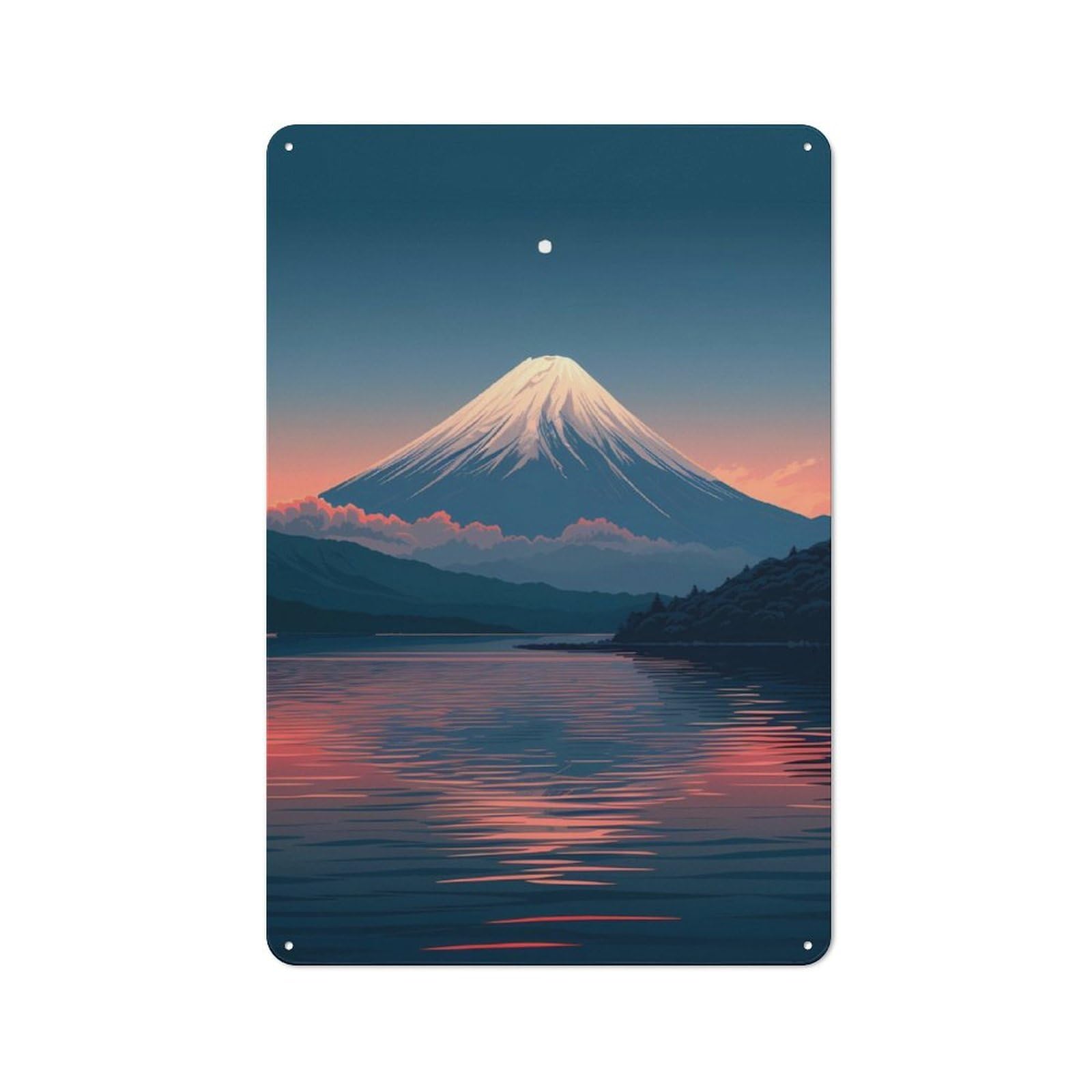 Junmoney Moon Over Mount Fuji Retro Tin Sign 30X20cm For Pub Or Café, For Collectors Building A Themed Wall Display
