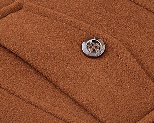 Image of chouyatou Men's Stand Collar Wool-Blend Classic Pea Coat with Removable Inner Collar