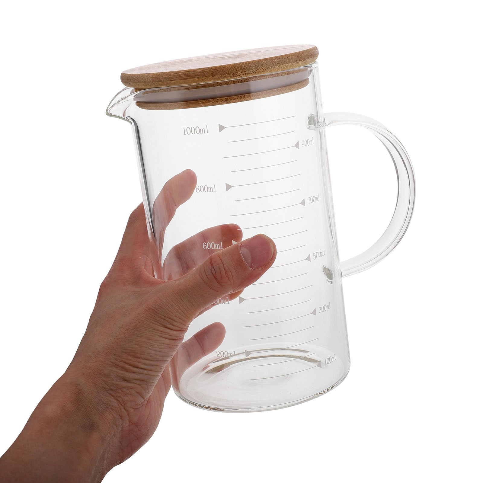MAGICLULU Verre Doseur Outil de Mesure Cuisine Polyvalent en Verre avec Couvercle et Poignée 1000 Ml avec Design Élégant, Usage Quotidien