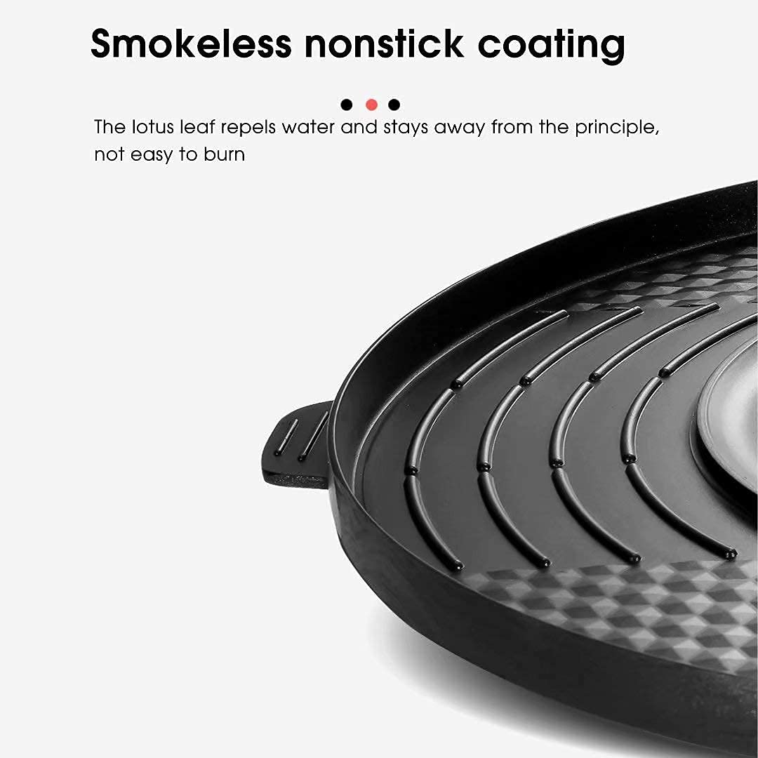 Parrilla eléctrica portátil, Parrilla eléctrica sin humo 2 en 1, Sartén antiadherente de superficie extra grande, Rango de temperatura ajustable 0 ° -1200 ° C, Uso en interiores y exteriores Double
