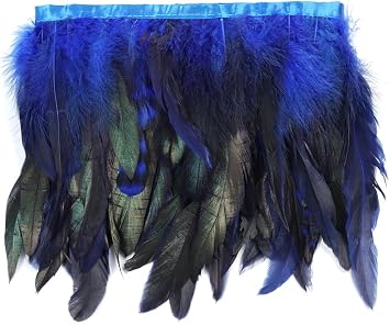 Shekyeon 2yards Rooster Feather Fringe Trim for Costume Decoration Royal Blue
