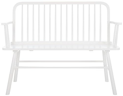 Home Collection – Lucilia Spindle Bench, White Solid Wood Entryway