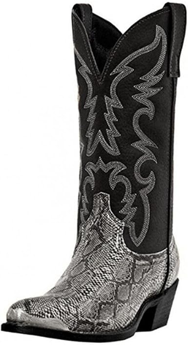 Amazon.com: Jaqqra Botas vaqueras modernas para mujer, botas vaqueras  casuales para mujer, tacón grueso de media pantorrilla, botas retro con  puntera cuadrada : Ropa, Zapatos y Joyería