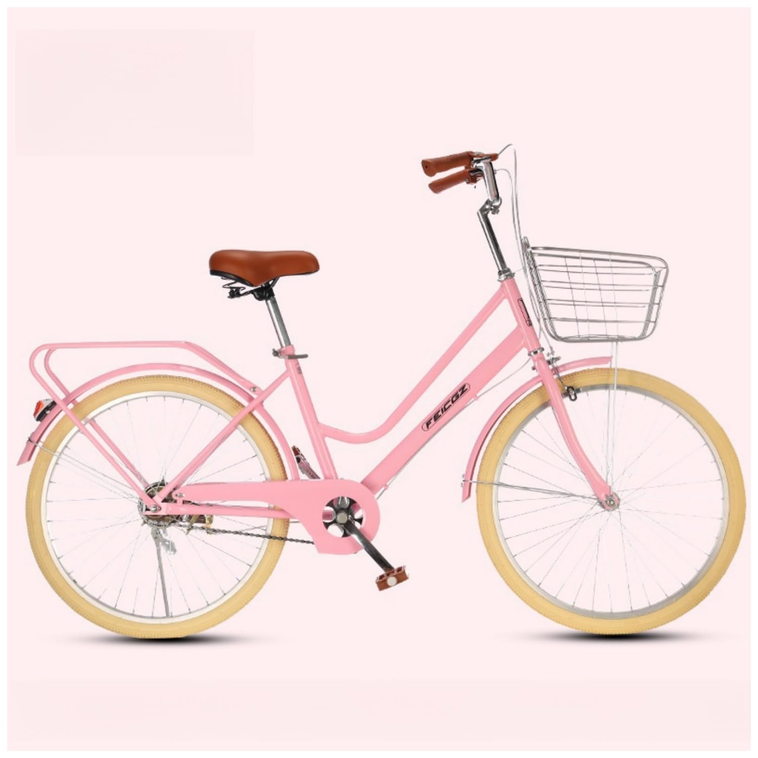 直接お渡し☆22インチ☆ピンクベージュ　シティサイクル 前面バスケット付き 61XMawdcHYL.jpg