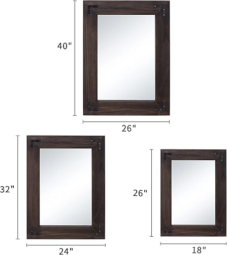 Miniatura 6 de YOSHOOT - Espejo de pared con marco de madera rústica, espejo de tocador de baño de madera natural para decoración estilo granja, se puede colgar