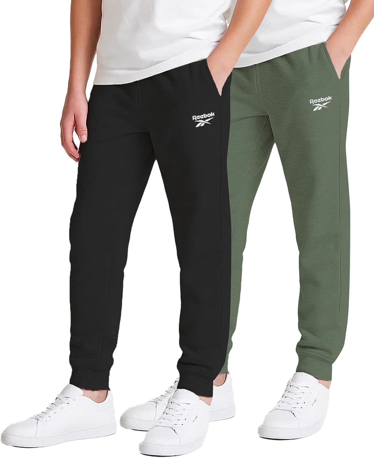 Reebok Boys Sweatpants - 2 Pack Performance Fleece Boys Joggers Athletic Pants with Elastic Waistband for Toddlers and Kids