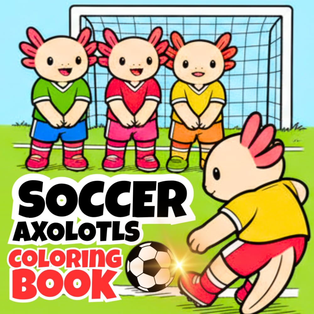 Axolotl Soccer Coloring Book for Kids: Fun and Easy Animal Coloring Pages with Football Scenes, Name Your Axolotl, Mood Tracker and 50 Fun Facts for ... Axolotls: Coloring & Fun Facts Series)