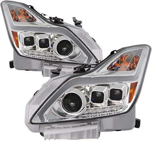 Faros DRL de tubo de luz LED para Infiniti G37 G37X 08-15 Coupé - Coupé de 2 puertas no AFS HID - Lente cromadatransparente