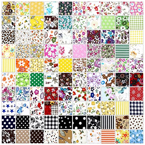 Newwiee 200 Pcs 8 X 8 Inch Cotton Fabric Bundle Precut Cotton Craft Fabric Multi Color Printed Floral Square Patchwork Fabric Sewing Quilting Fabric Supplies For Kids Diy Craft Scrapbooking #TOP6