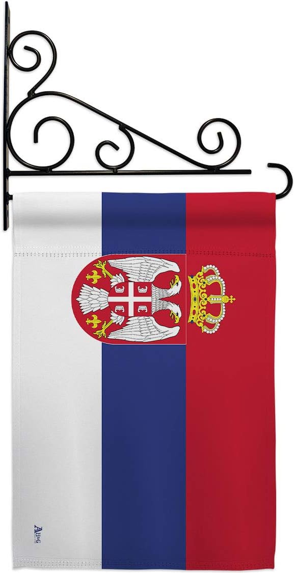 Serbia Garden Flag Set Wall Holder Regional Nationality Nation International World Country Particular Area Small Decorative Gift Yard House Banner Made In USA 13 X 18.5