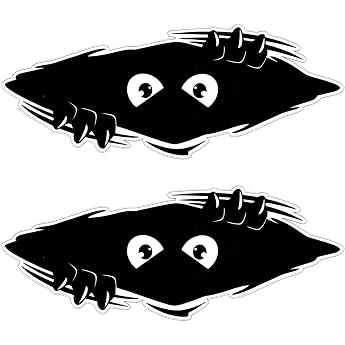 Mabor Pack of 2 Funny Monster Stickers Car Stickers Funny Black Waterproof 3D Sticker Car for Motorcycle Helmet Window Wall Laptops Voyeurism Eye Sticker