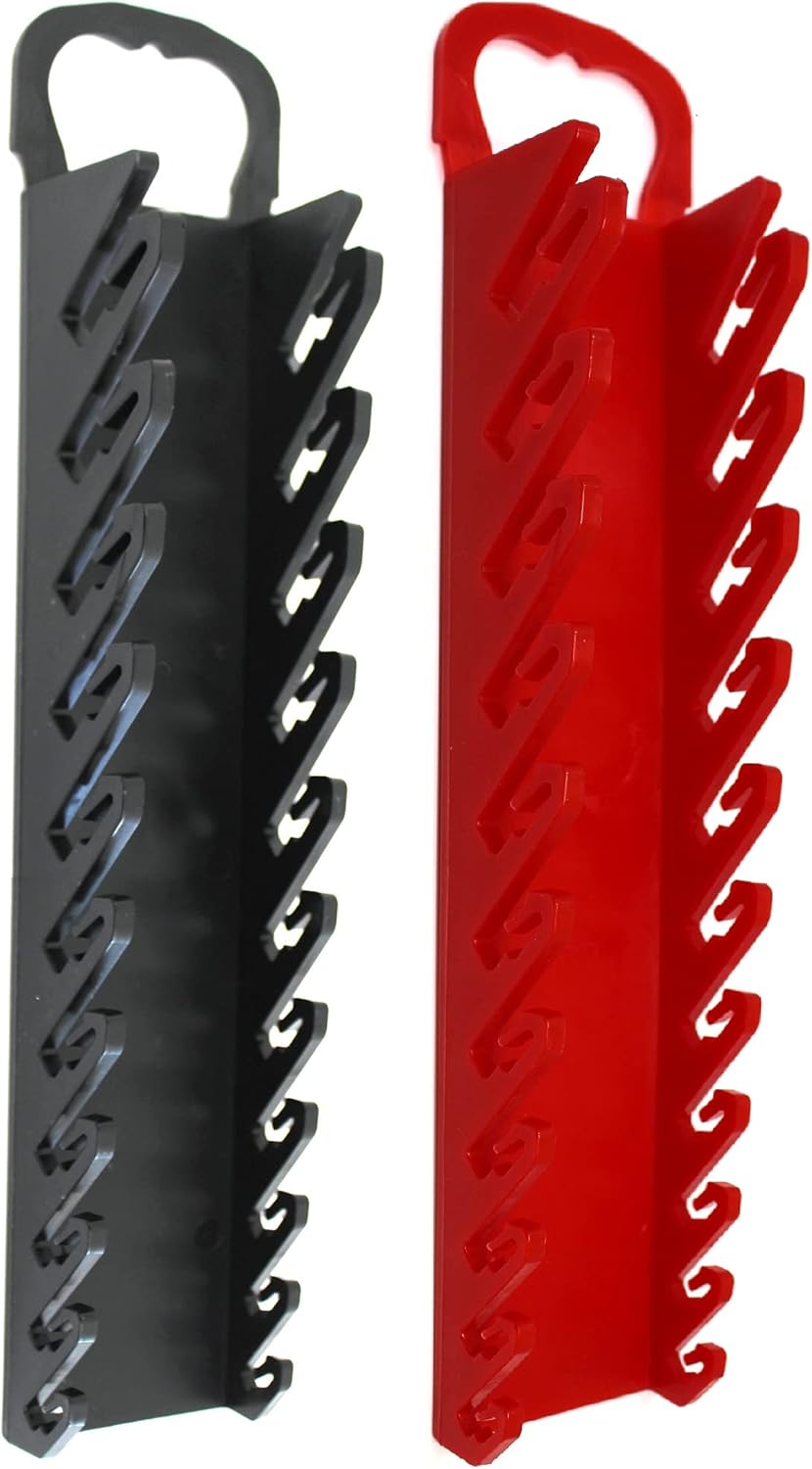 JSP Manufacturing 11-Tool Gripper Wrench Organizer Tool Tray Kit for Stubby or Line Wrenches (4 Piece Kit, Black & Red)
