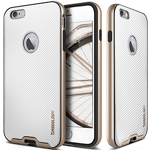 iPhone 6 Plus Case, Caseology® [Envoy Series] Premium Leather Bumper Cover [Carbon White] [Leather Bound] for Apple iPhone 6 Plus (2014) & iPhone 6S Plus (2015) - Carbon Fiber White