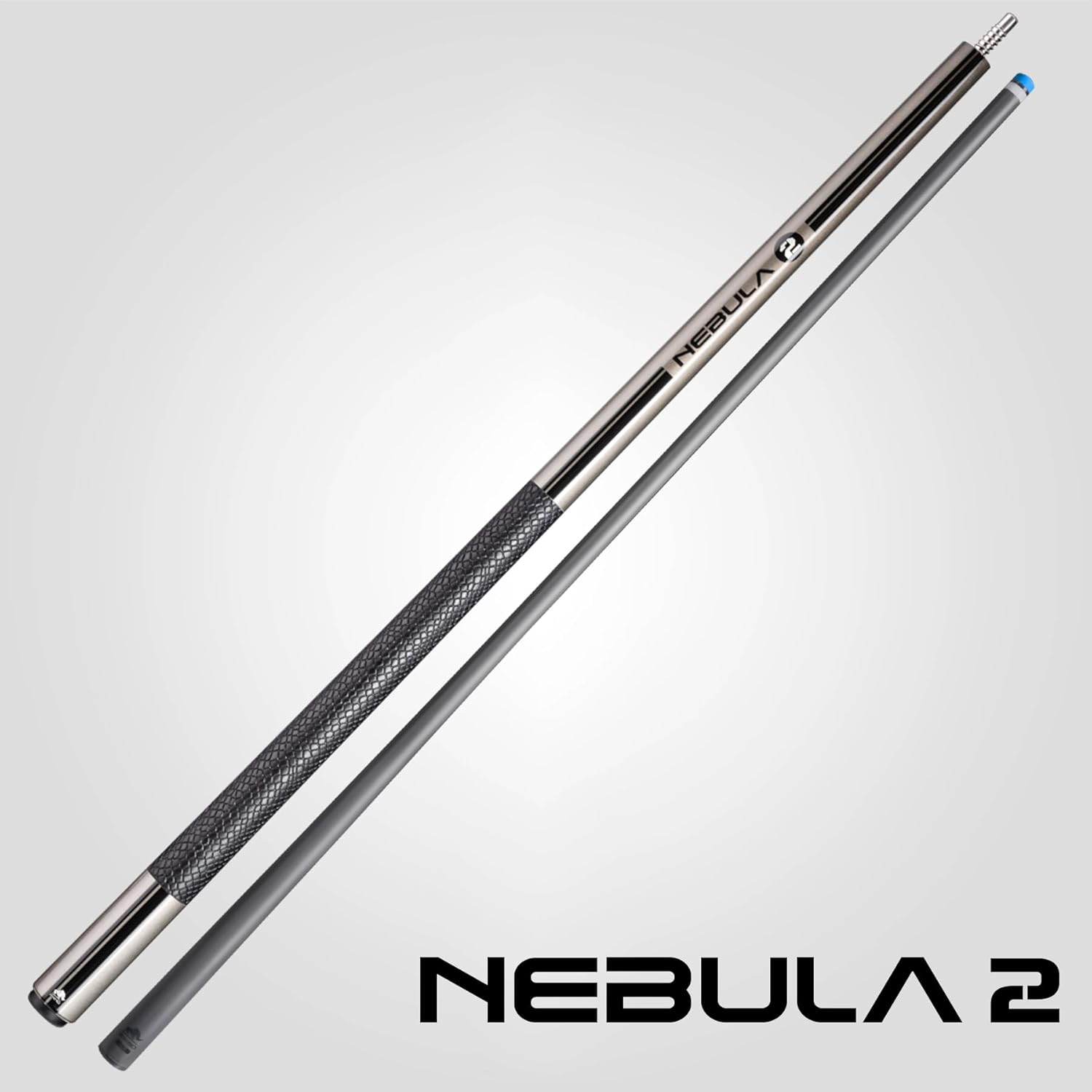 RHINO Nebula 2 Pool Cue - Premium Carbon Fiber Shaft & Composite Butt. Time Crystal Tip, Pro Taper Design. 3/8-8 Joint, Sport Wrap. Low Deflection Pool Cue