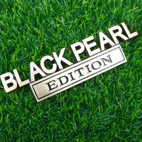 Image of Pair Set Black Pearl Edition Emblem 3D Letter Fender Tailgate Badge Decal Sticker Nameplate for Universal Vehicle, Car, Truck, SUV Motorcycle Accessories (Gold)