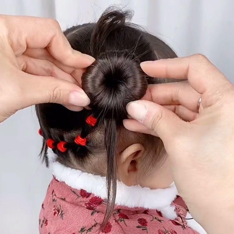 Miniatura 5 de SQULIGT 12 piezas de moños pequeños para el cabello, juego de donas pequeñas para el cabello para niños, niñas y mujeres, herramienta para hacer