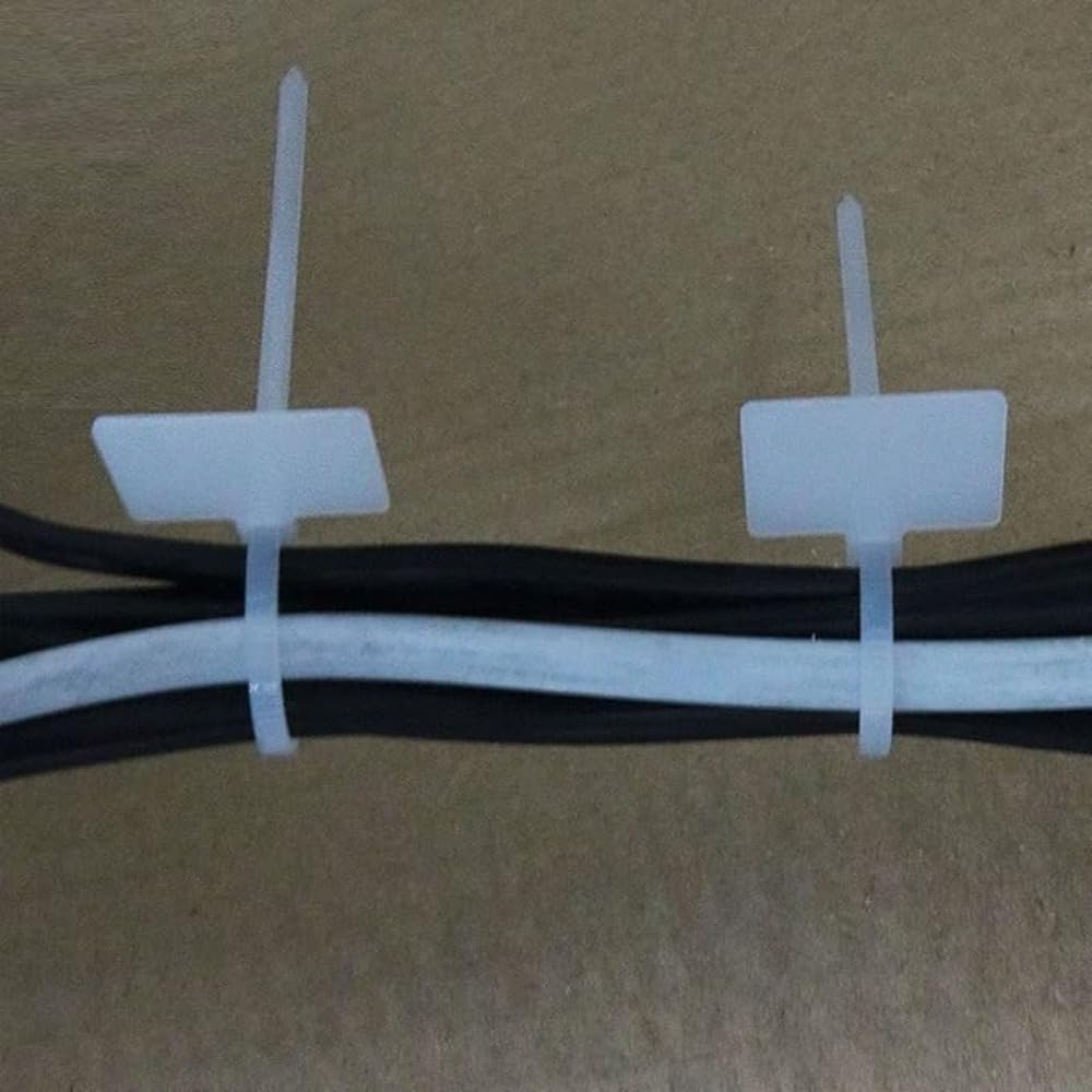 100PCS Nylon Heavy-Duty Cable Ties With Write-On Labels, Locking Heat Resistant Zip Ties For Electronics, Network, PC Cords, Blue