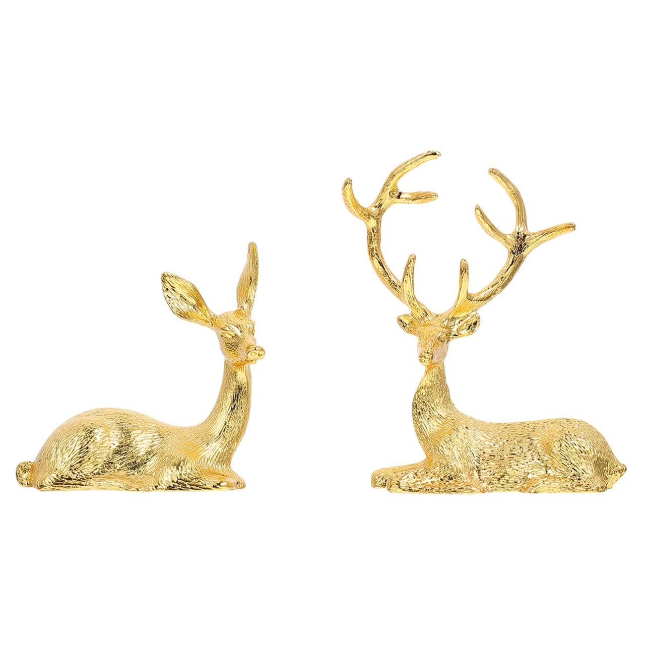 ULTNICE Sika Deer Ornaments Set of 2 - Golden Elk Figurines for Rustic Home Decor Miniature Tabletop Decorations Perfect for Gardens and Fairy Worlds
