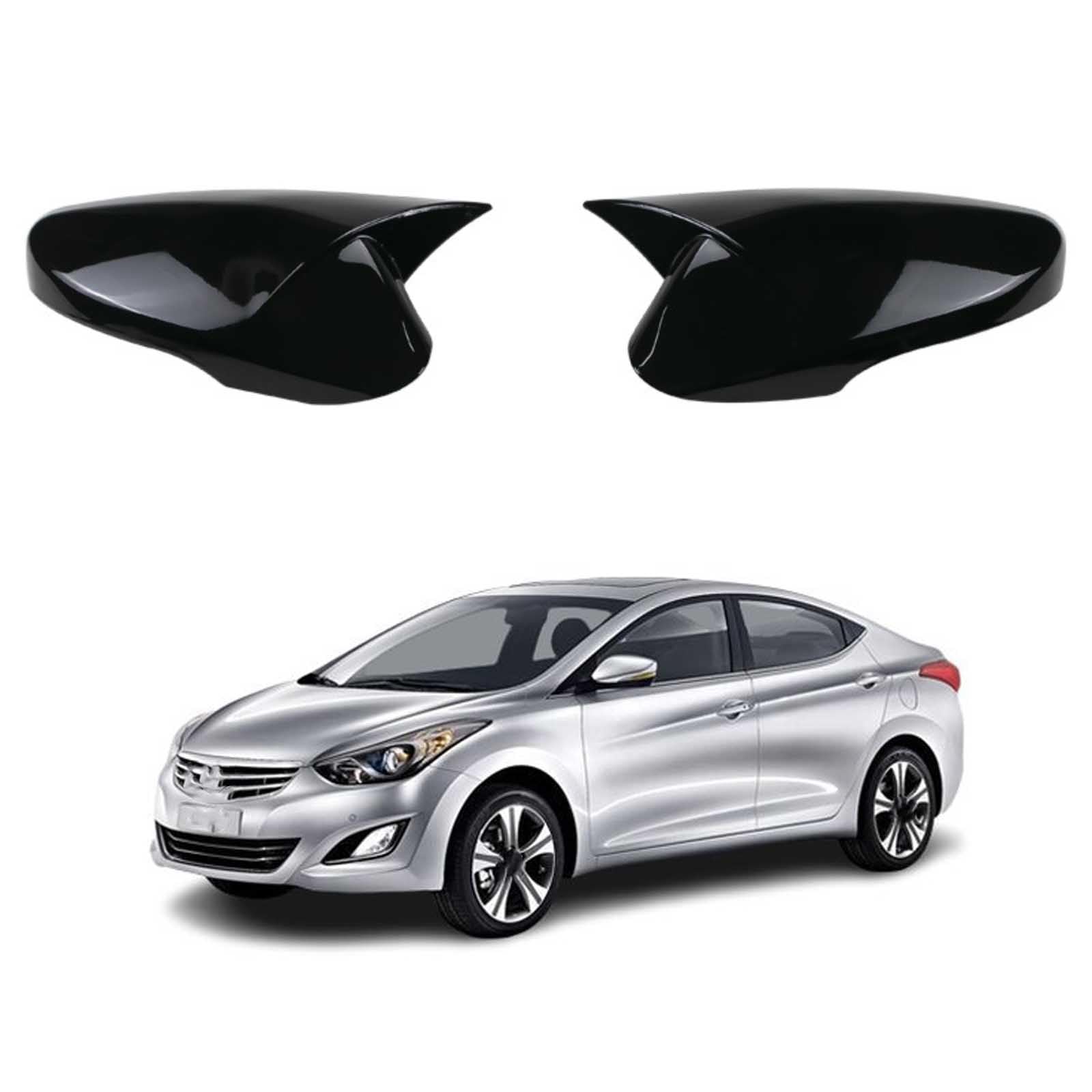 PAPEP Door Mirror Cover Caps for Hyundai Elantra 2012-2016, Left Right Side Wing Rearview Mirror Cover Lid 2 Pieces Exterior Styling Accessory,Glossy black