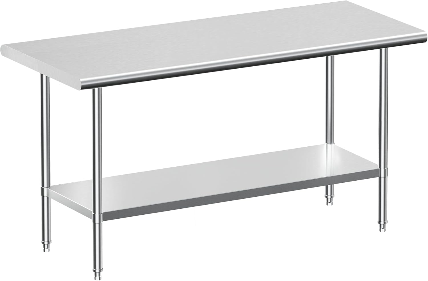 Stainless Steel Work Table, NSF Commercial Worktable with Undershelf and Legs for Restaurant, Home and Hotel - 24" D x 60" W x 34" H Inches