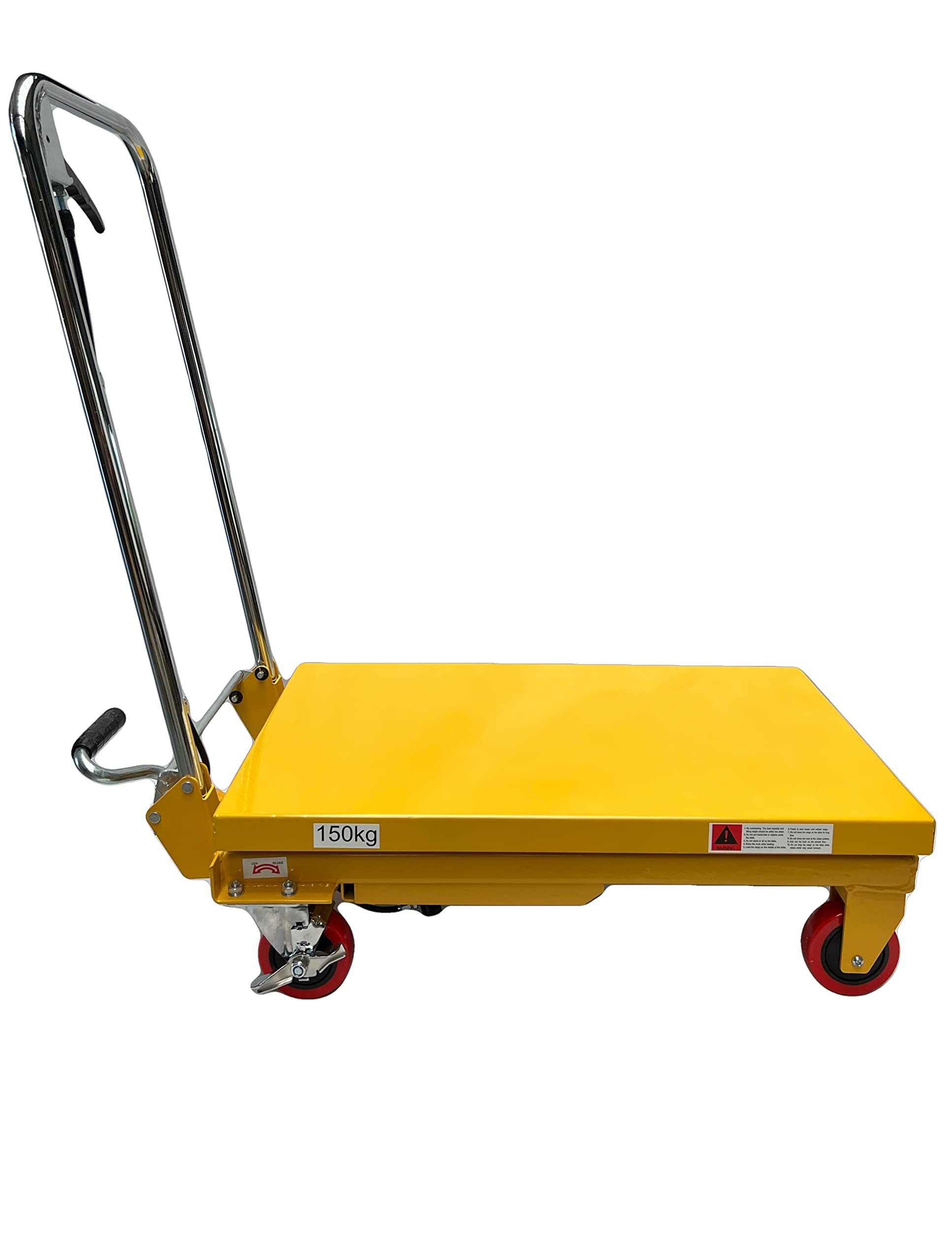 Kraftwelle 150 kg capacità di carico tavolo sollevatore idraulico a forbice carrello elevatore mobile carrello da sollevamento carrello piattaforma ponte sollevatore con 4 ruote in poliammide giallo