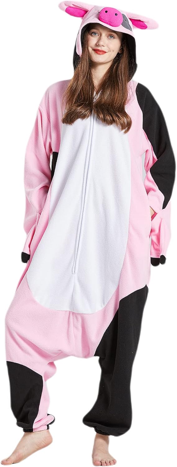 DarkCom Piebald pig Onesie Halloween Costume One Piece Unisex Adult Pajamas Women Men Sleepwear Christmas Pajamas - Image 2
