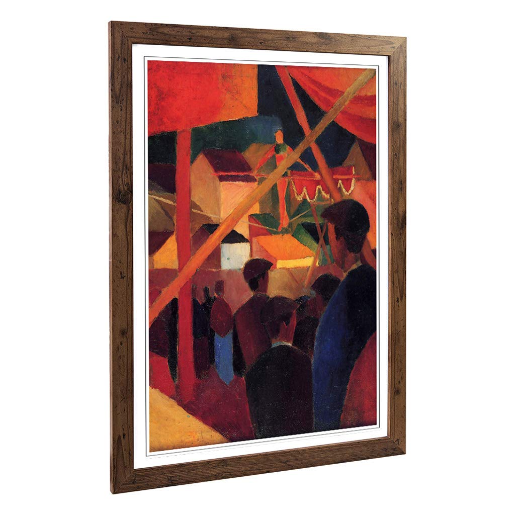 Big Box Art Framed Print of August Macke Tightrope Walker Design | Wall Art Picture | Home Decor for Kitchen, Living, Dining Room, Bedroom, Hallway, Office, Walnut, A2 / 24.5x18 Inch / 62x45cm