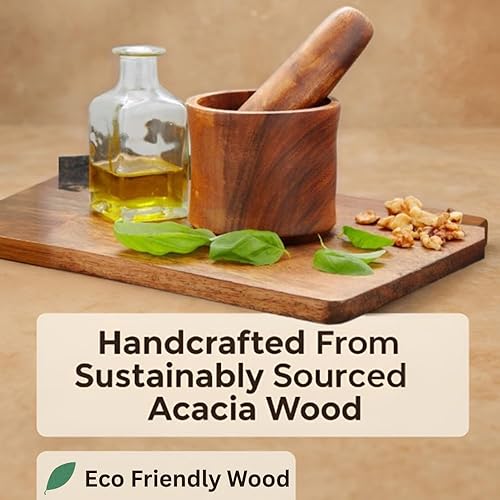 Miniatura 2 de Maja de mortero de madera de acacia pequeña