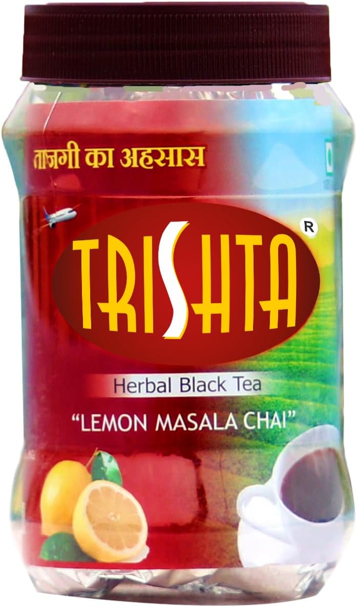Trishta Lemon Masala Chai Tea Barni 200Gm | Healthy Tea | Loaded Herbs | Antioxidant | 10 Seconds To Prepare | 100% Natural | No Preservatives