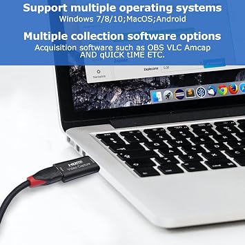 4K Video Capture Card, Cam Link Card Game Capture Card Audio Capture Adapter HDMI to USB 2.0 Record Capture Device for Streaming, Live Broadcasting, Video Conference, Teaching, Gaming(Black)