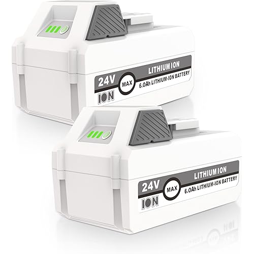 KUNLUN 2Pack 6.0Ah 24V Lithium Ion Battery for Snow Joe & Sun Joe iON+ 24-Volt Battery System 24VBAT-LTX 24VBAT-LTW 24VBAT-LTE 24VBAT 24V-X2-SB18 24VBAT-XR 24-Volt Cordless Power Tools