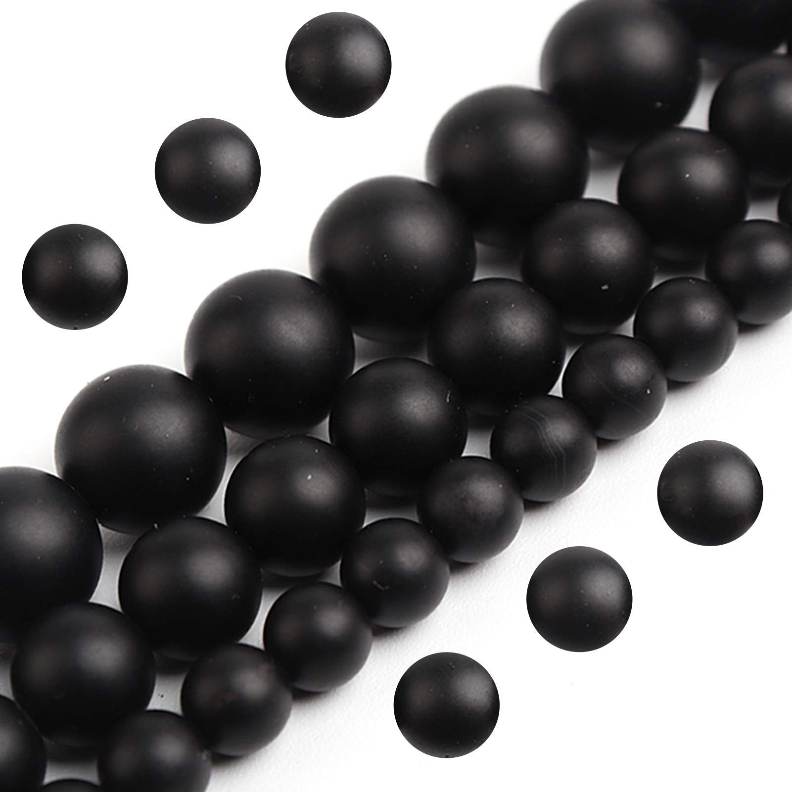 Natural Stone Beads 6mm Matte Black Agate Polished Round Smooth Gemstone Beads for Jewelry Making Adults 15 Inch(Matte Black Agate,6mm)