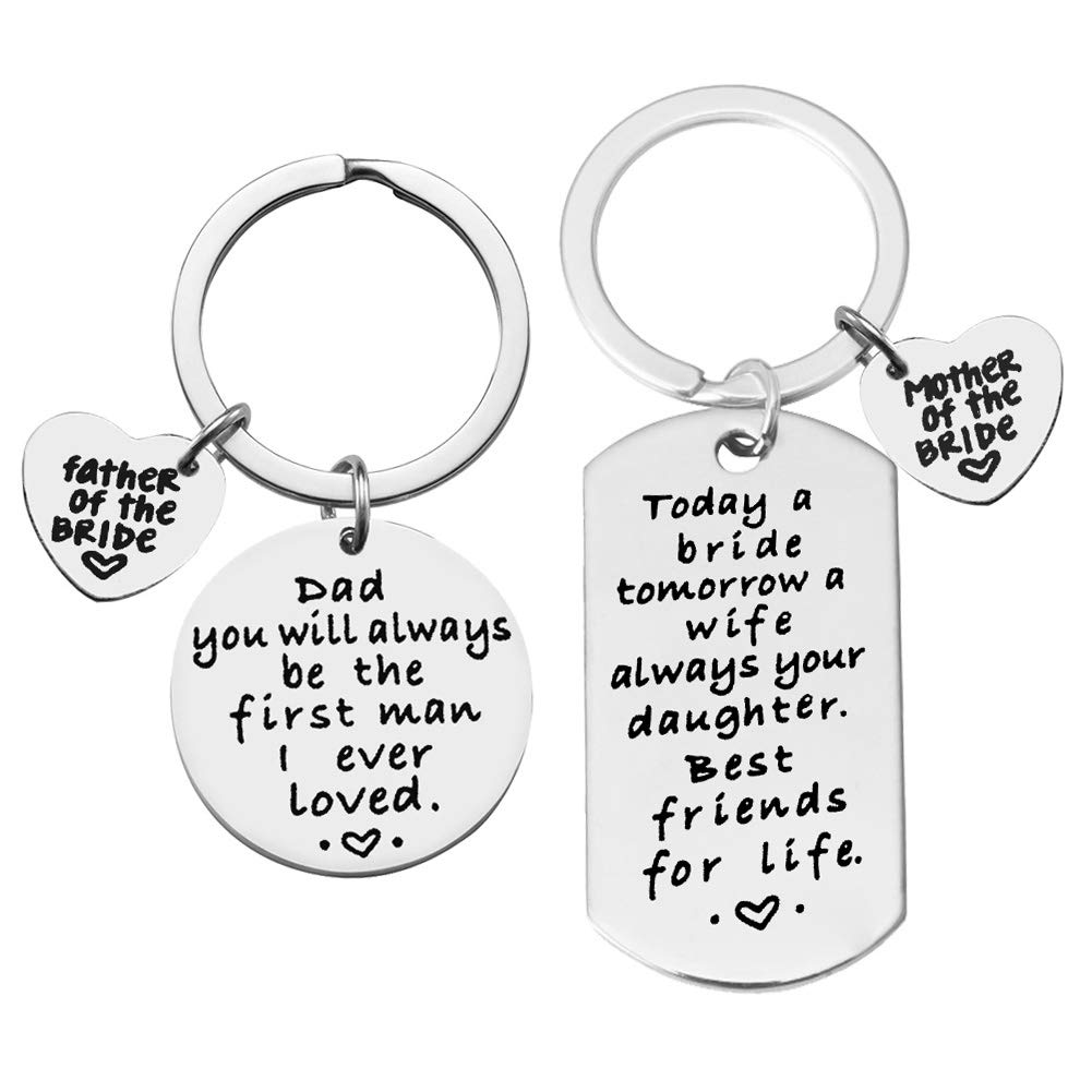 Huwujiu Silver Wedding Gifts For Mother Of The Bride Father Of The Bride Wedding Gifts Keyring Set Father Of The Bride Gifts Mother Of The Bride Gifts For Wedding Day