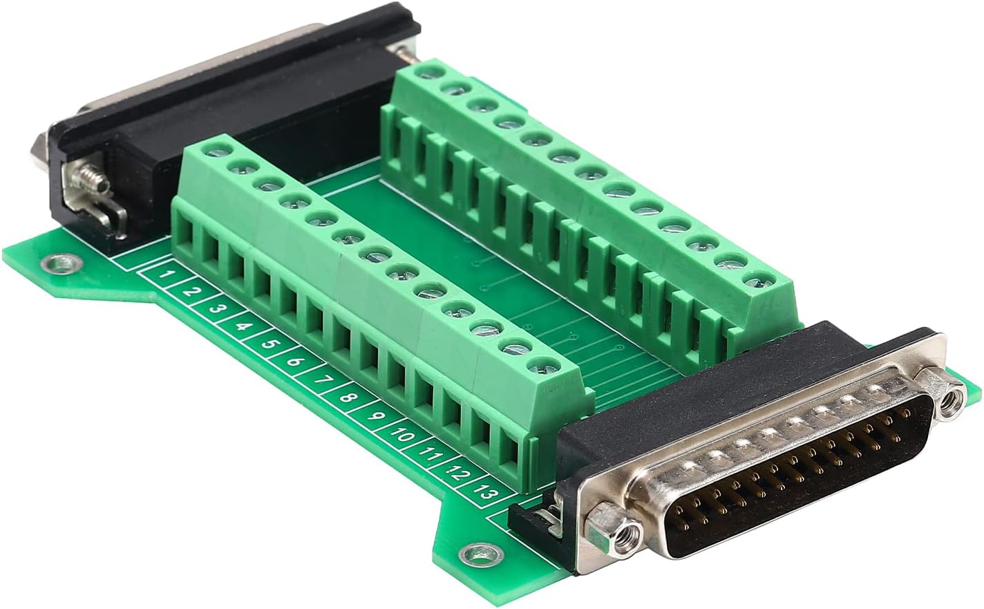 1Pcs DB25 Male to Female Terminal Breakout Board, RS232 D-SUB Serial to 25pin Port Terminal Block Gender Changer Connector