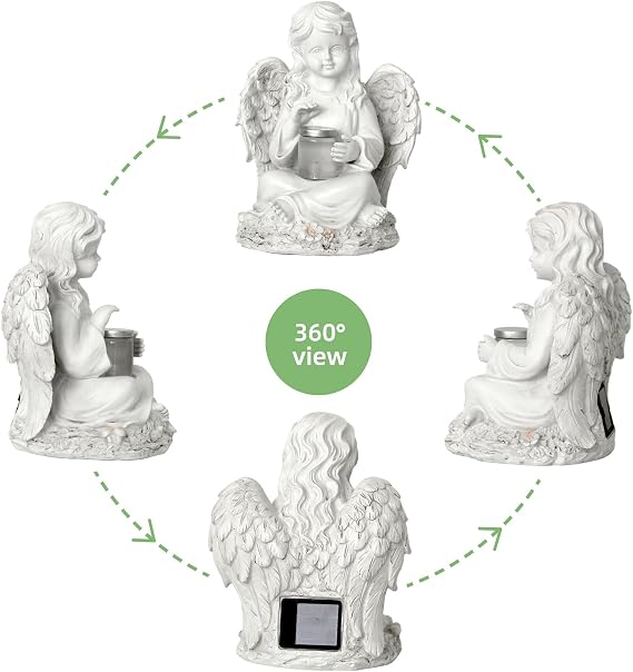 Grave Angel Garden Statue with Solar LED Light Grave Ornament