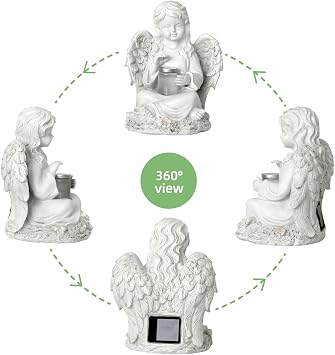 Grave Angel Garden Statue with Solar LED Light Grave Ornament