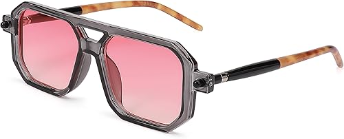 Miniatura 140 de Feisedy - B2622 - Lentes de sol estilo aviador, cuadrados, clásicos de los años 70, unisex, con montura clásica retro y elegante, UV400 Marco