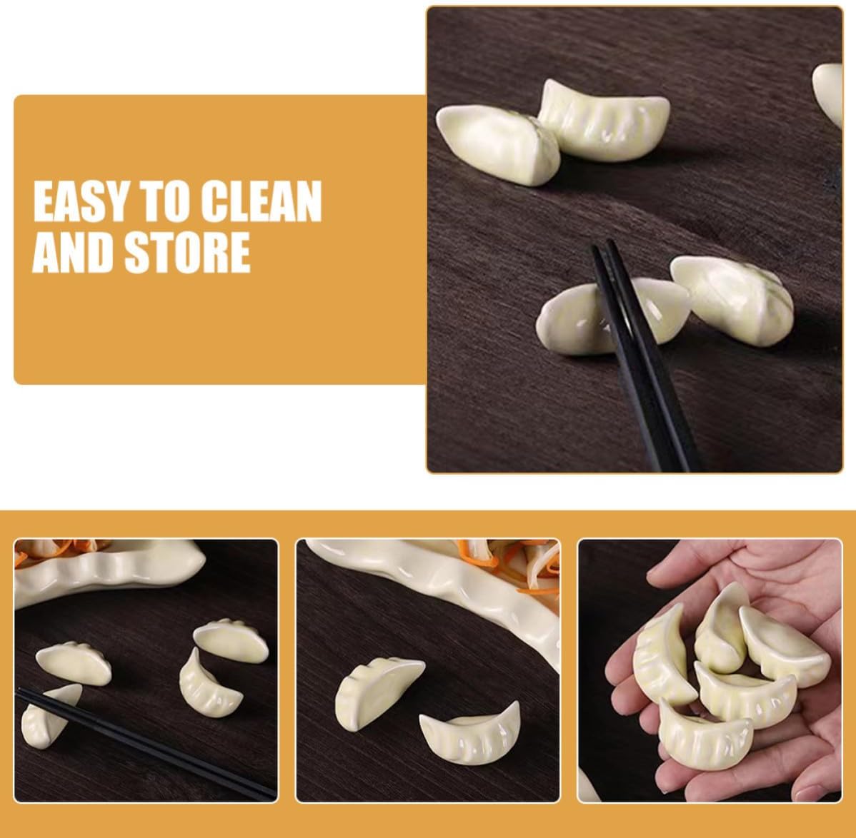 8pcs Ceramic Dumpling Shape Chopstick Holders for Chopsticks and Forks Easy to Clean and Store for Home and Restaurant Table Decoration