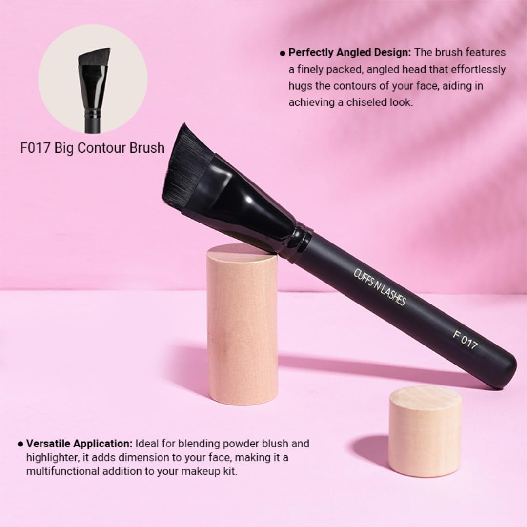 Cuffs N Lashes F017 Big Contour Brush | Professional Makeup Brush for Contouring &Sculpting | Soft Bristles | Handmade in India | Cruelty-Free &High Performance - Image 2 thumbnail