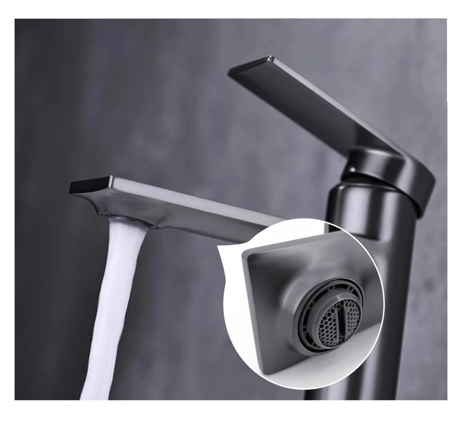 Bateria umywalkowa Bateria zlewozmywakowa Bateria z ciepłą i zimną wodą Jednootworowa bateria mosiężna szczotkowana Czarna(Chrome Faucet)