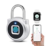 Fingerprint Lock, Dhiedas Gym Lock, Bluetooth Lock, Small Fingerprint Padlock with Keyless, Weatherproof Smart Lock for Gym Locker School Suitcase Cabinet Luggage Storage and Fence